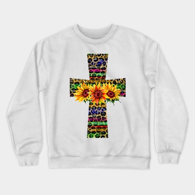 Serape Leopard Cross Png Crewneck Sweatshirt by Satic